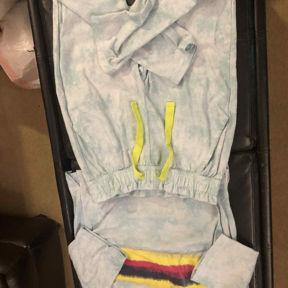 Tie-Dye Lounge Set with Yellow Accents